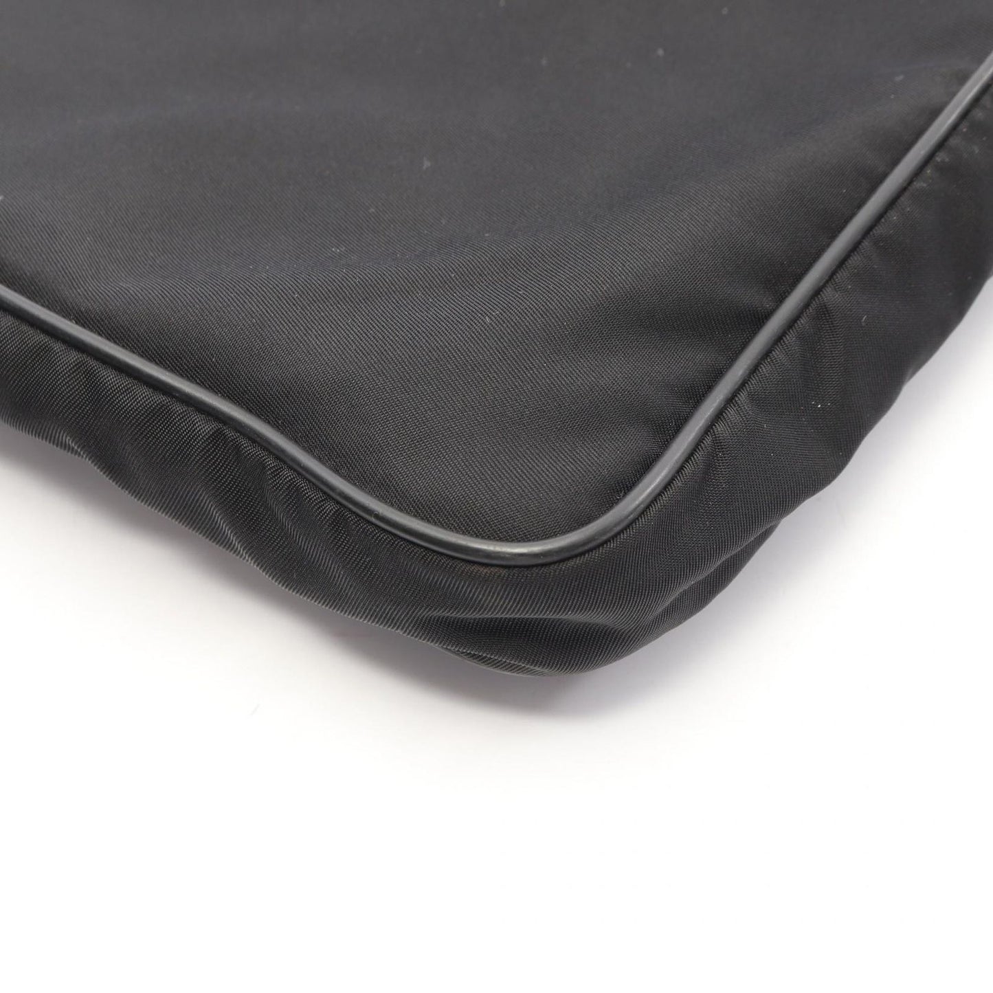 Prada Shoulder Bag Triangle Logo Black Nylon Saffiano Leather — view 6