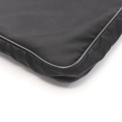 Prada Shoulder Bag Triangle Logo Black Nylon Saffiano Leather — view 6