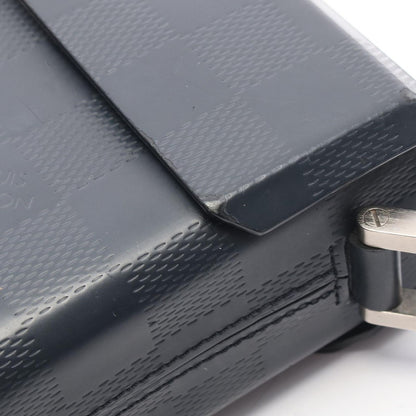 Louis Vuitton Shoulder Bag Marty Damier Glace Marine Blue Leather — view 9