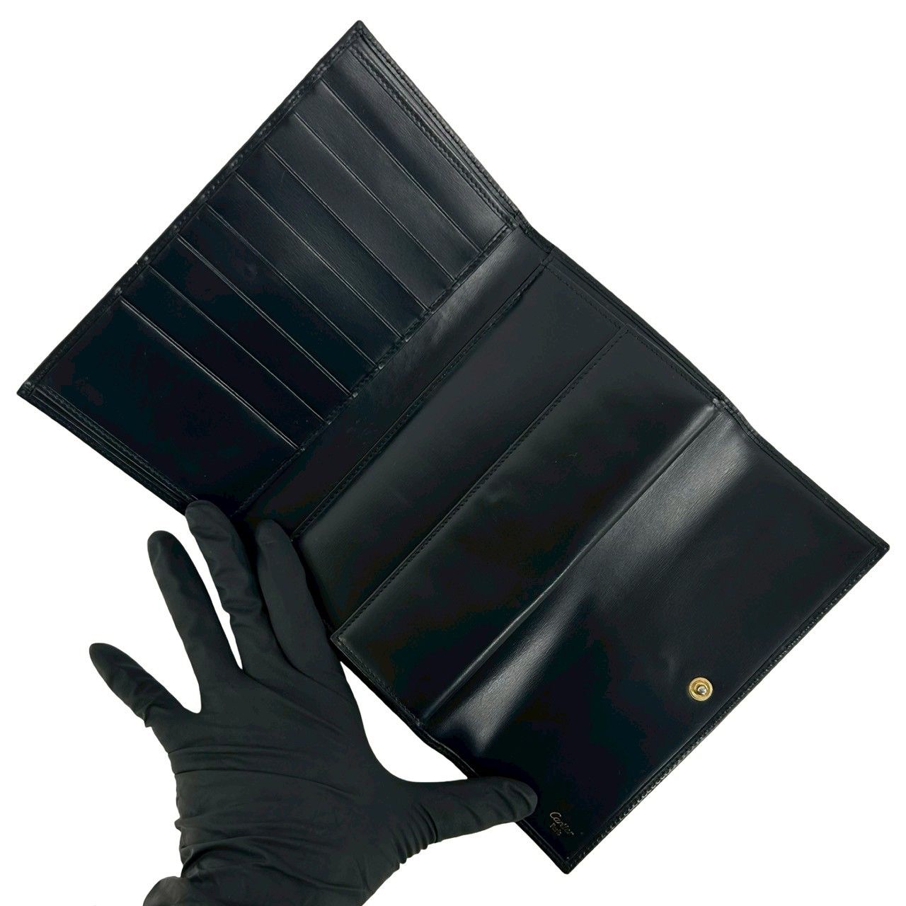 Cartier Panthère Calf Leather Trifold Wallet Billfold Coin Purse Black — view 7