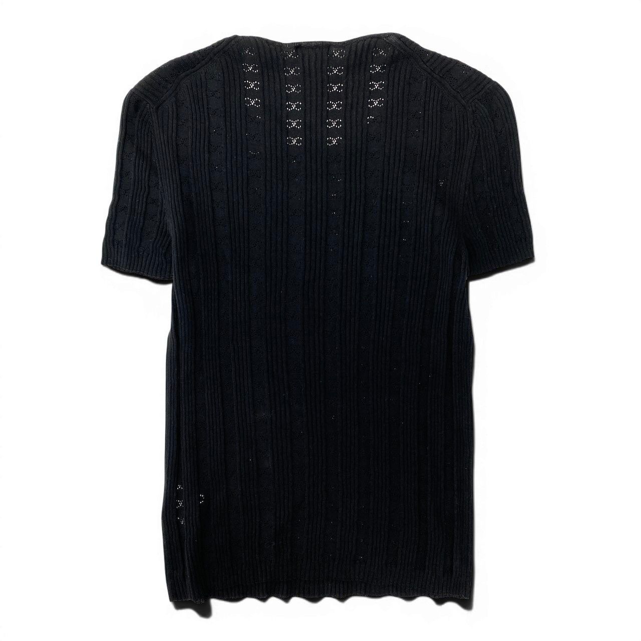 Chanel Ce8 CC Logo Jacquard Tight Knit Top 42 Black Cotton 100 Top Sweater — view 3