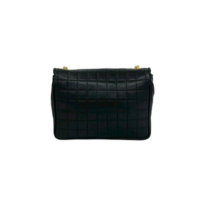 Celine Vintage Triomphe Logo Quilted Leather Chain Shoulder Bag Black — view 3