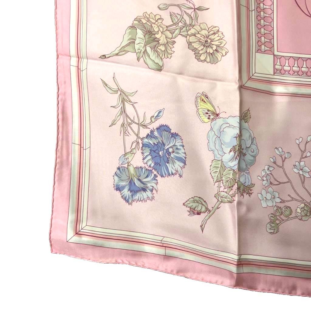 Hermes Carre 90 Flower Blooming Coastal Street Scarf All Over Pattern Pink — view 3