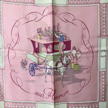 Hermes Carre 90 Flower Blooming Coastal Street Scarf All Over Pattern Pink — view 5
