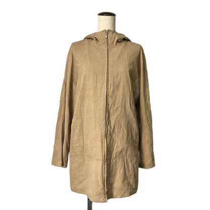 Max Mara Hooded Coat Zip Up Half Length 42 Beige