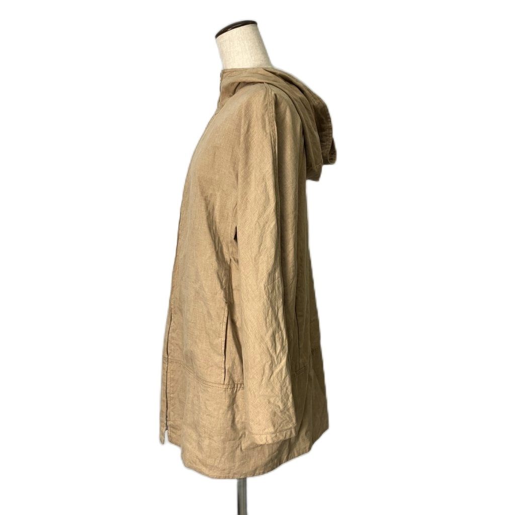 Max Mara Hooded Coat Zip Up Half Length 42 Beige — view 3