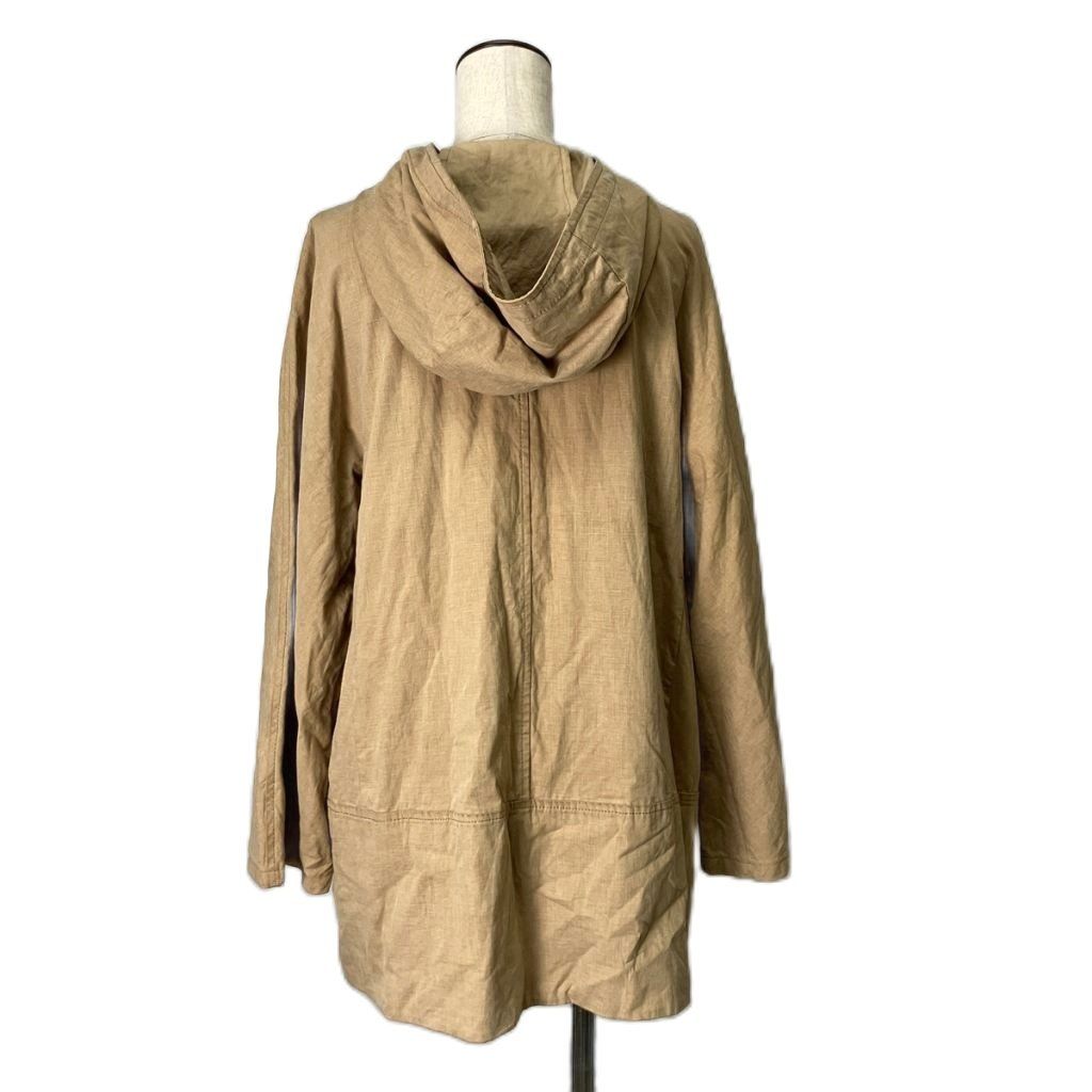 Max Mara Hooded Coat Zip Up Half Length 42 Beige — view 2