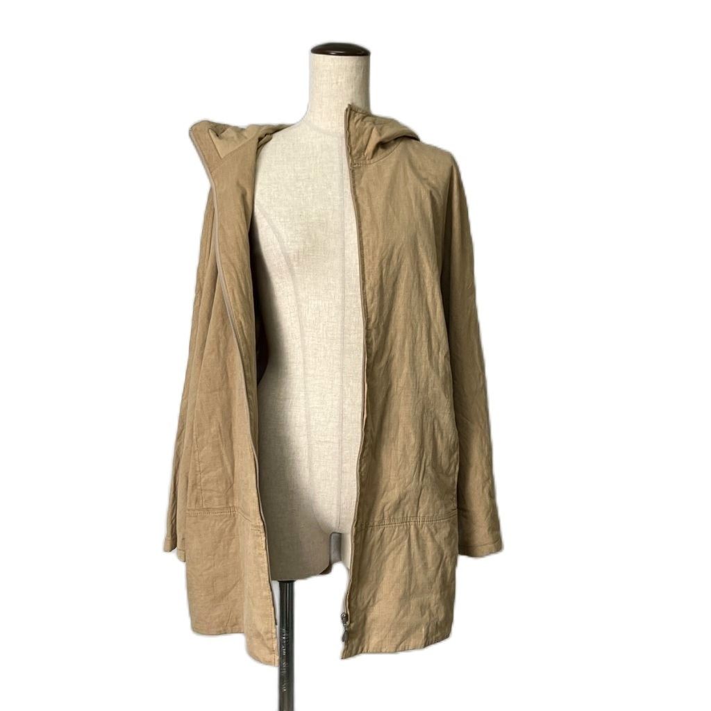 Max Mara Hooded Coat Zip Up Half Length 42 Beige — view 4