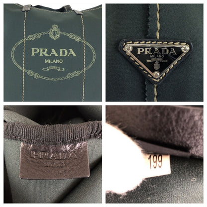 Prada Khaki Green Leather Neoprene Tote Shoulder Bag — view 4