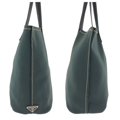 Prada Khaki Green Leather Neoprene Tote Shoulder Bag — view 8