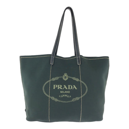 Prada Khaki Green Leather Neoprene Tote Shoulder Bag