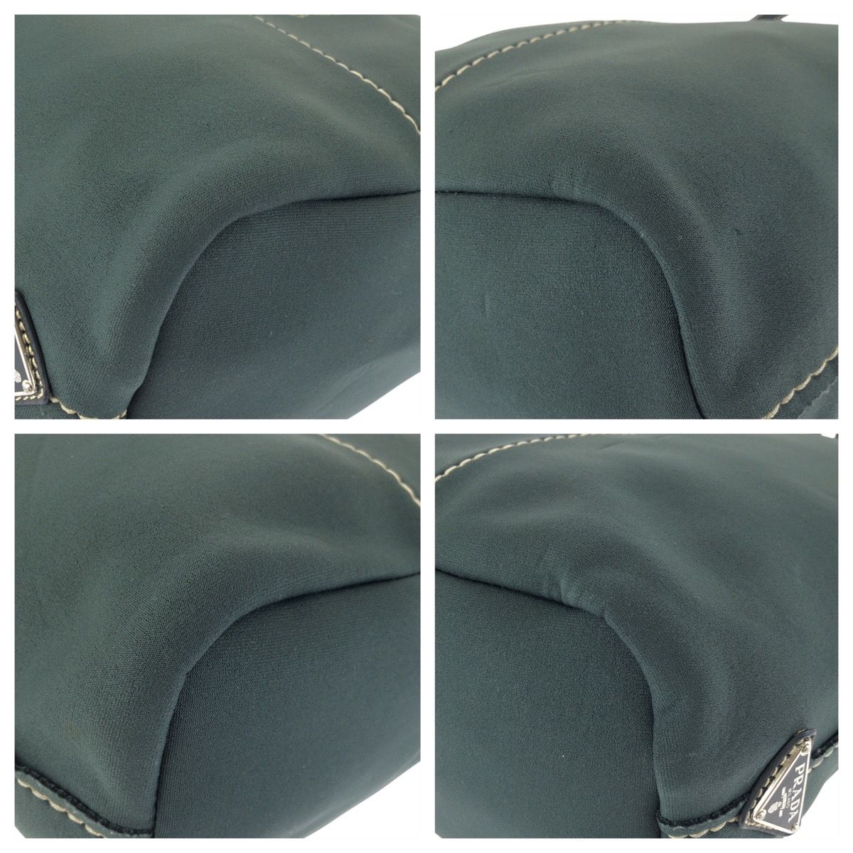 Prada Khaki Green Leather Neoprene Tote Shoulder Bag — view 3