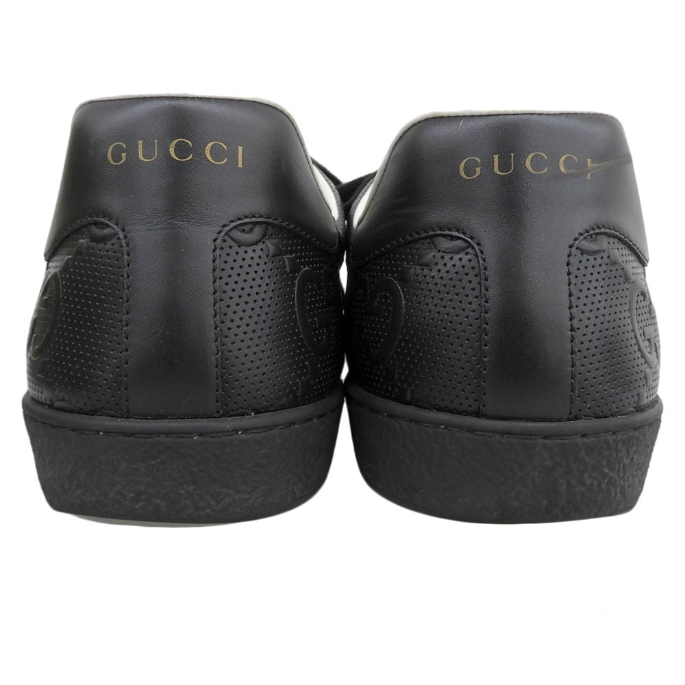 Gucci GG Embossed Perforated Leather Ace Sneakers Shoes Black 11 — view 5