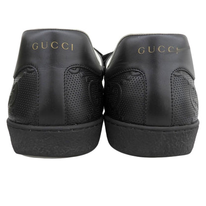 Gucci GG Embossed Perforated Leather Ace Sneakers Shoes Black 11 — view 5