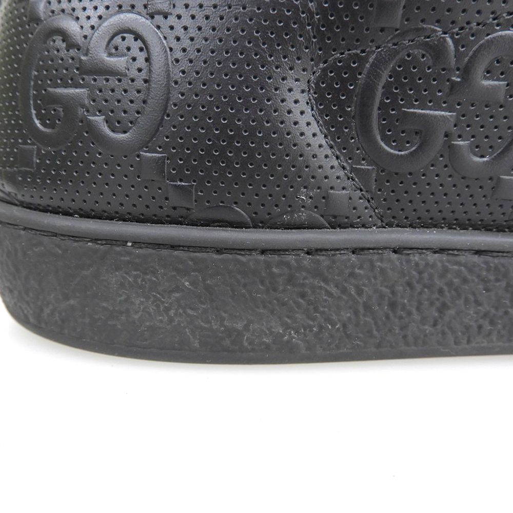 Gucci GG Embossed Perforated Leather Ace Sneakers Shoes Black 11 — view 3