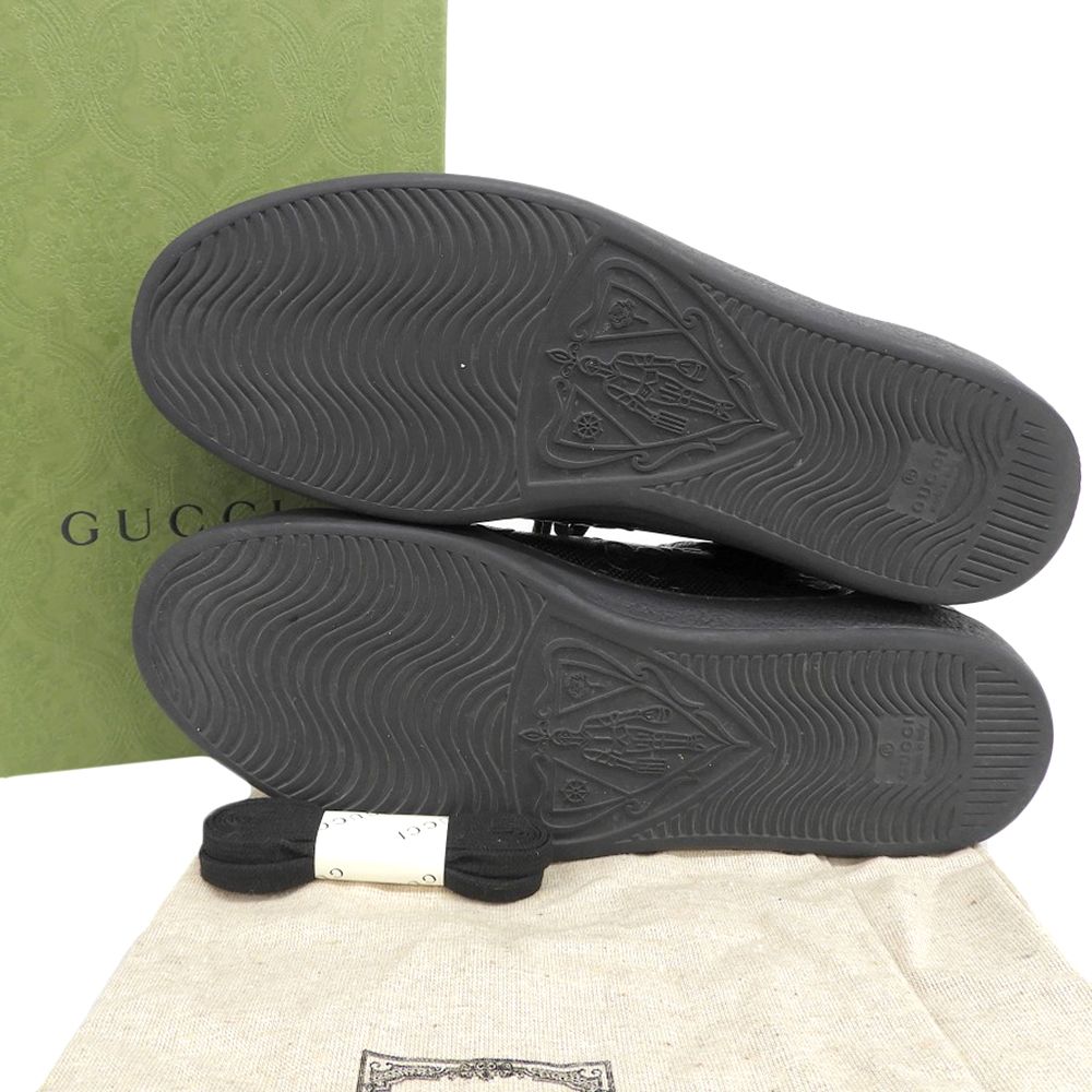 Gucci GG Embossed Perforated Leather Ace Sneakers Shoes Black 11 — view 2