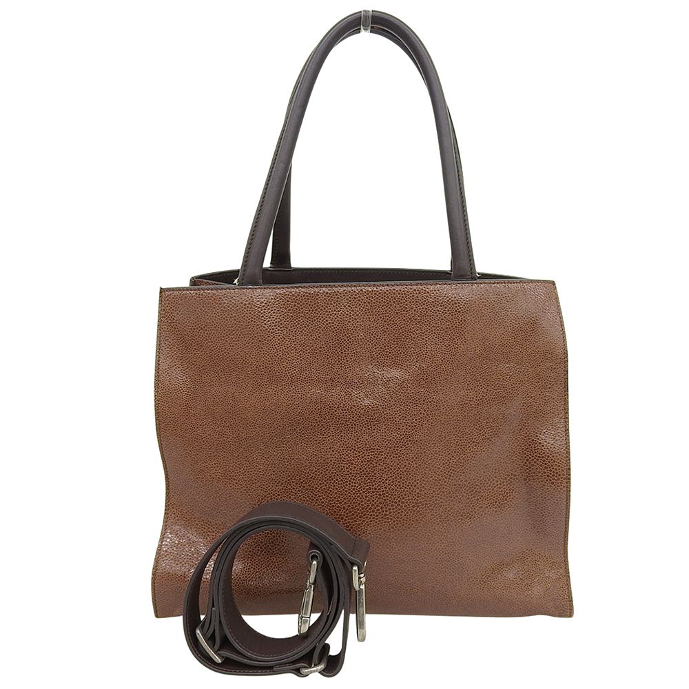 Brunello Cucinelli Leather 2-Way Shoulder Bag Brown — view 2
