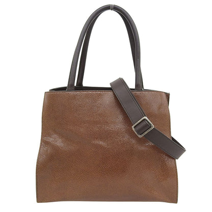 Brunello Cucinelli Leather 2-Way Shoulder Bag Brown