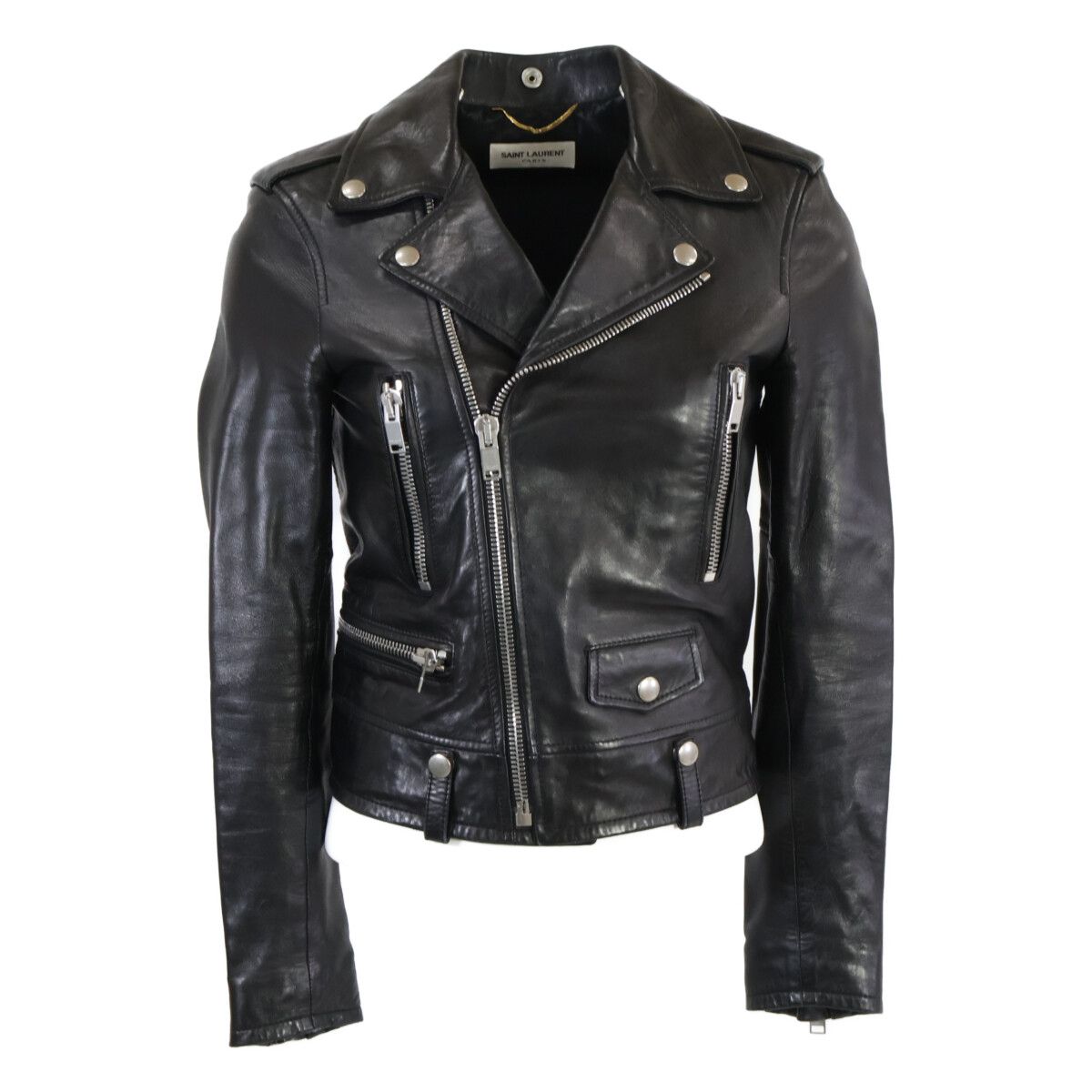 Saint Laurent Paris Lambskin Double Rider's Jacket 34