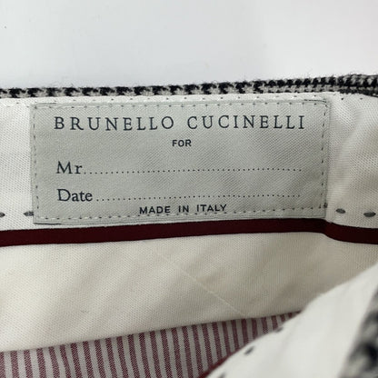 Brunello Cucinelli Gray Houndstooth Pattern Cashmere Wool Pants 48 — view 3