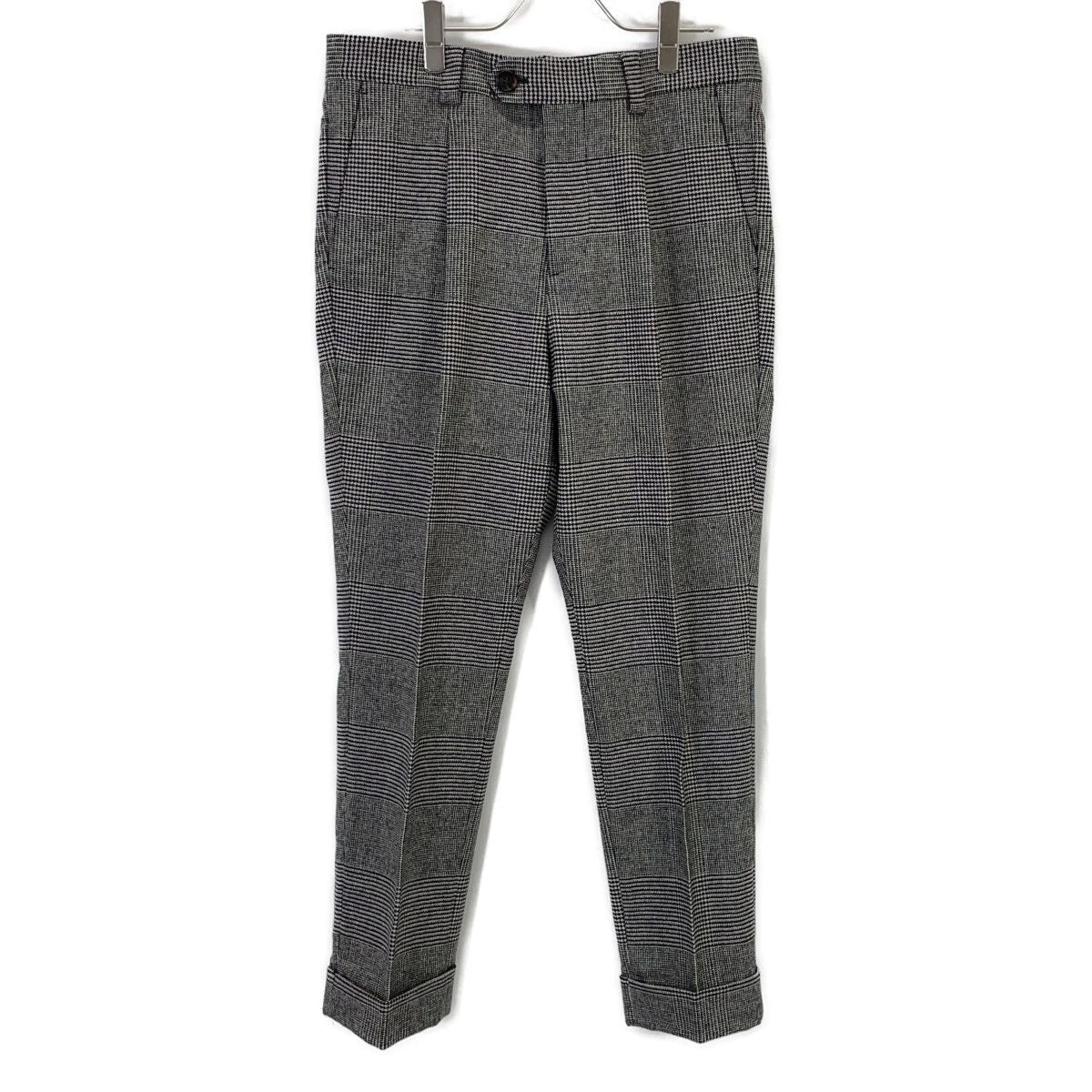 Brunello Cucinelli Gray Houndstooth Pattern Cashmere Wool Pants 48