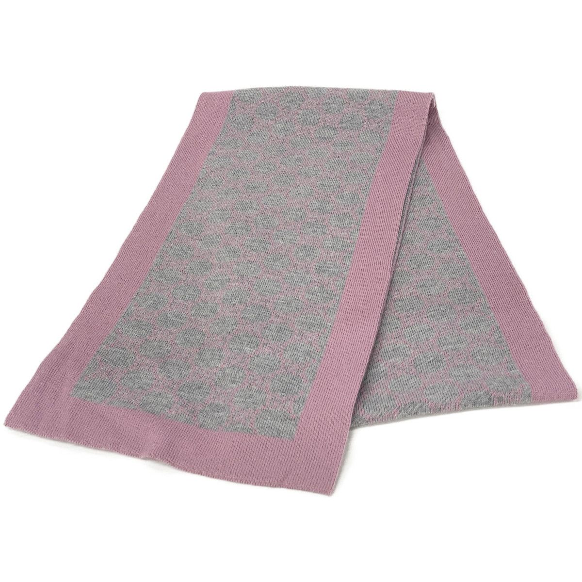 Gucci Gray Pink Wool GG Scarf