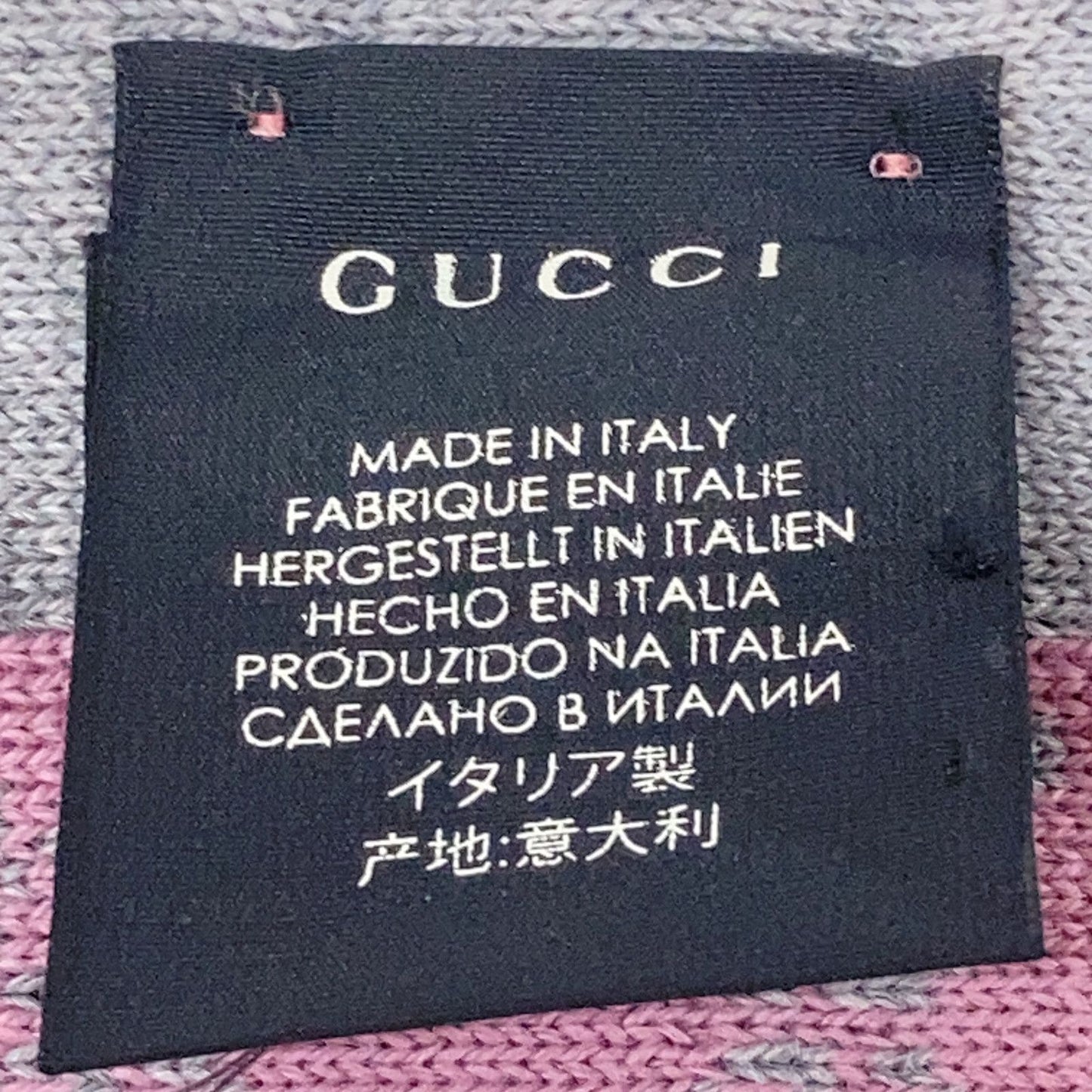 Gucci Gray Pink Wool GG Scarf — view 5