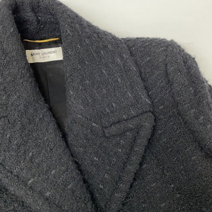 Saint Laurent Paris Black Wool Tweed Double Breasted Pea Coat 36 — view 7