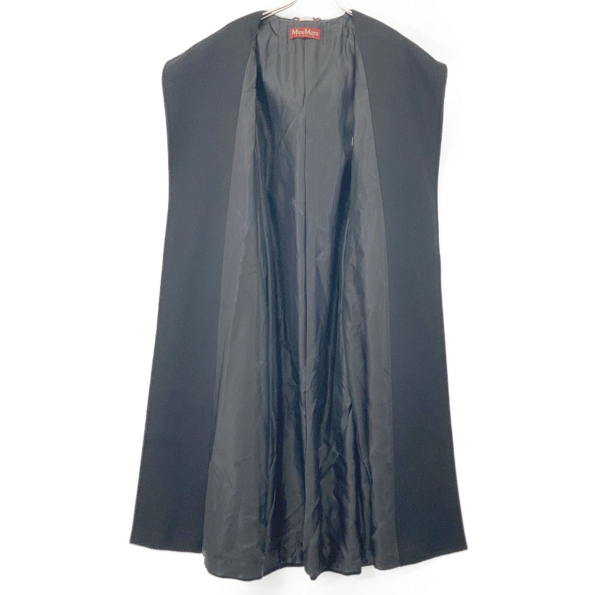 Max Mara Maxmara Studio Black Wool Belt Hooded Coat 34 — view 3
