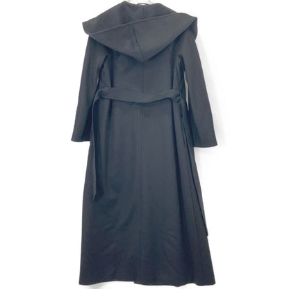 Max Mara Maxmara Studio Black Wool Belt Hooded Coat 34 — view 2