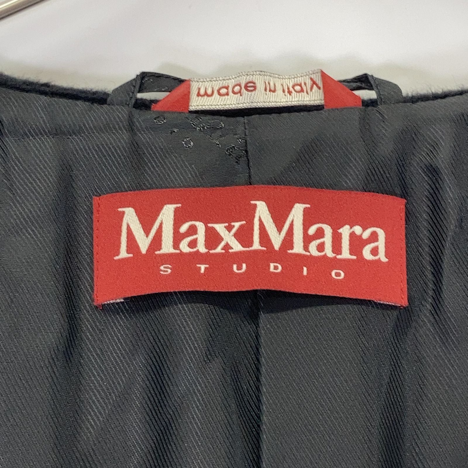 Max Mara Maxmara Studio Black Wool Belt Hooded Coat 34 — view 4
