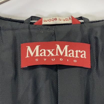Max Mara Maxmara Studio Black Wool Belt Hooded Coat 34 — view 4