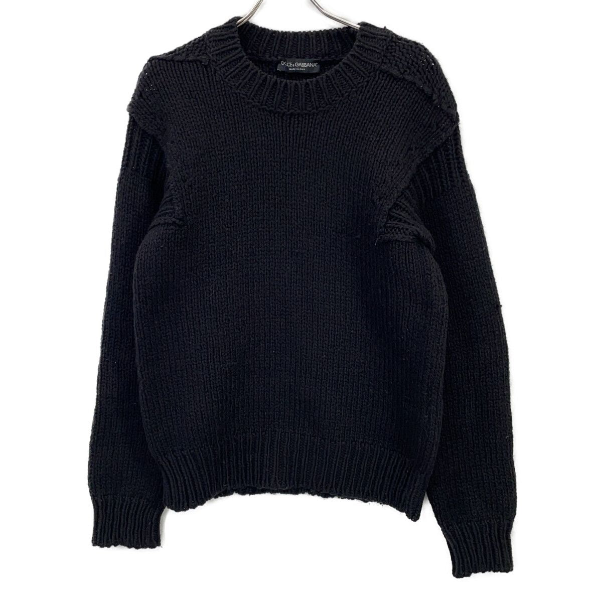 Dolce & Gabbana Black Wool Logo Knit Sweater