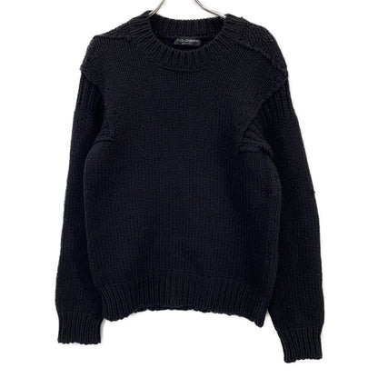 Dolce & Gabbana Black Wool Logo Knit Sweater