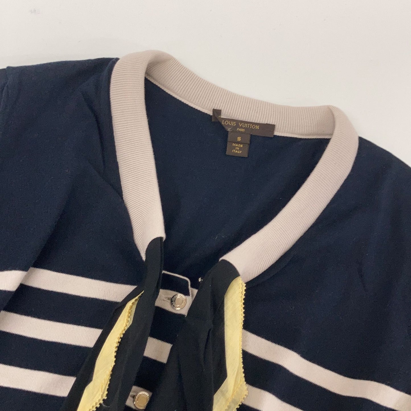 Louis Vuitton Navy Gray Cotton Scarf — view 6