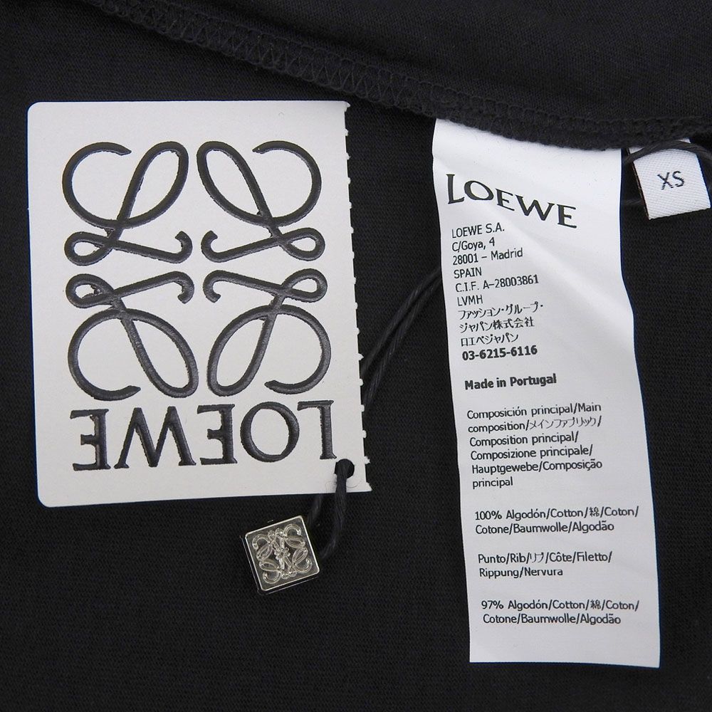 Loewe Anagram Cropped Length Cotton T-Shirt Top Black XS — view 5