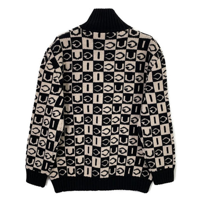 Gucci Black White Logo Jacquard Zip Up Knit Jacket XS — view 2