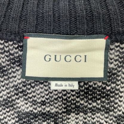 Gucci Black White Logo Jacquard Zip Up Knit Jacket XS — view 3