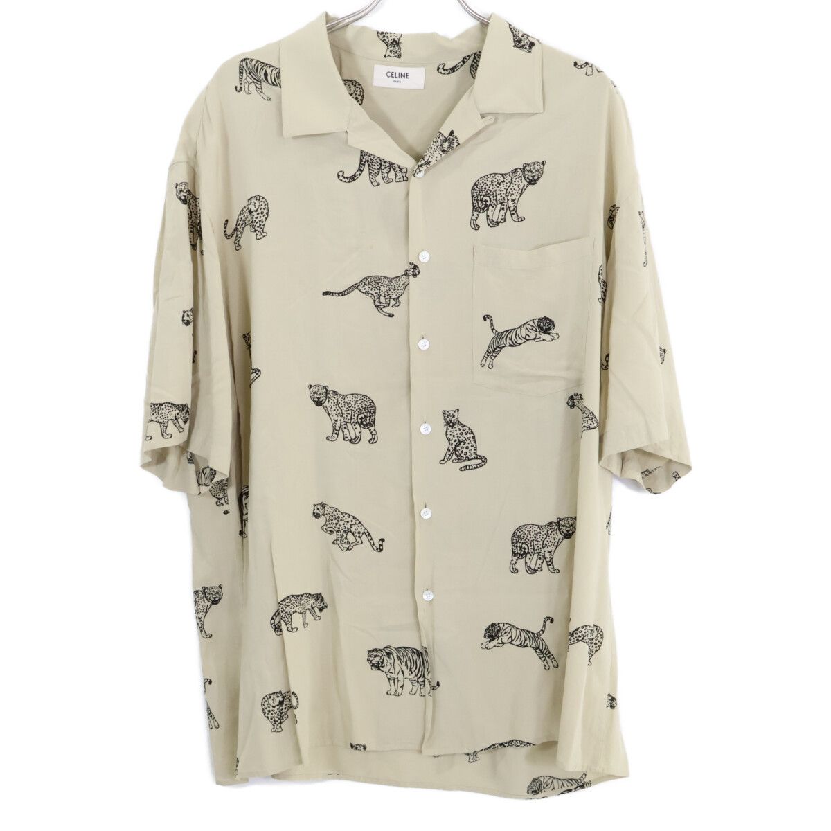 Celine Hawaiian Layon Shirt Animal Pattern Loose Short Sleeve 40