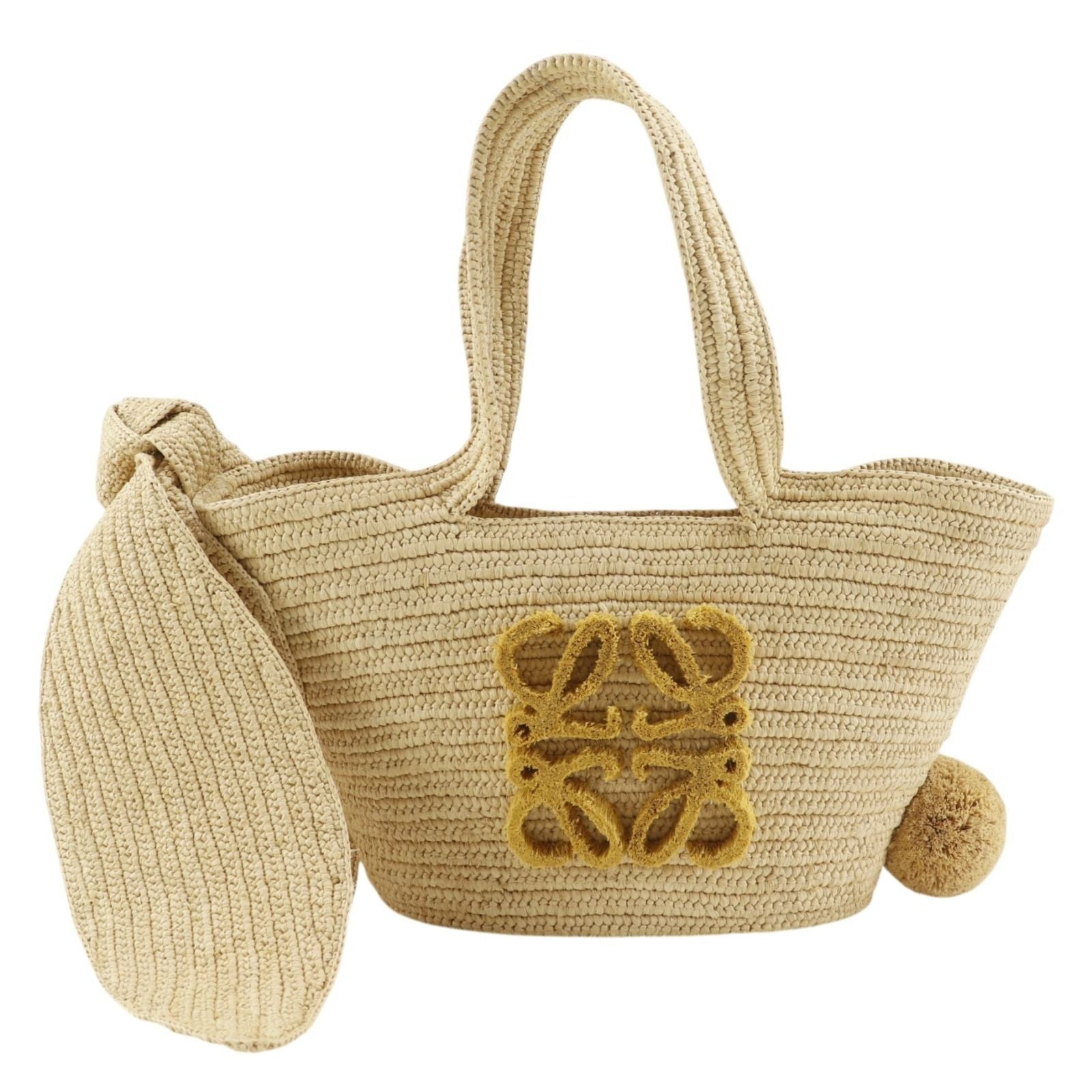 Loewe Bunny Basket Bag Raffia Calf Natural Beige Handbag