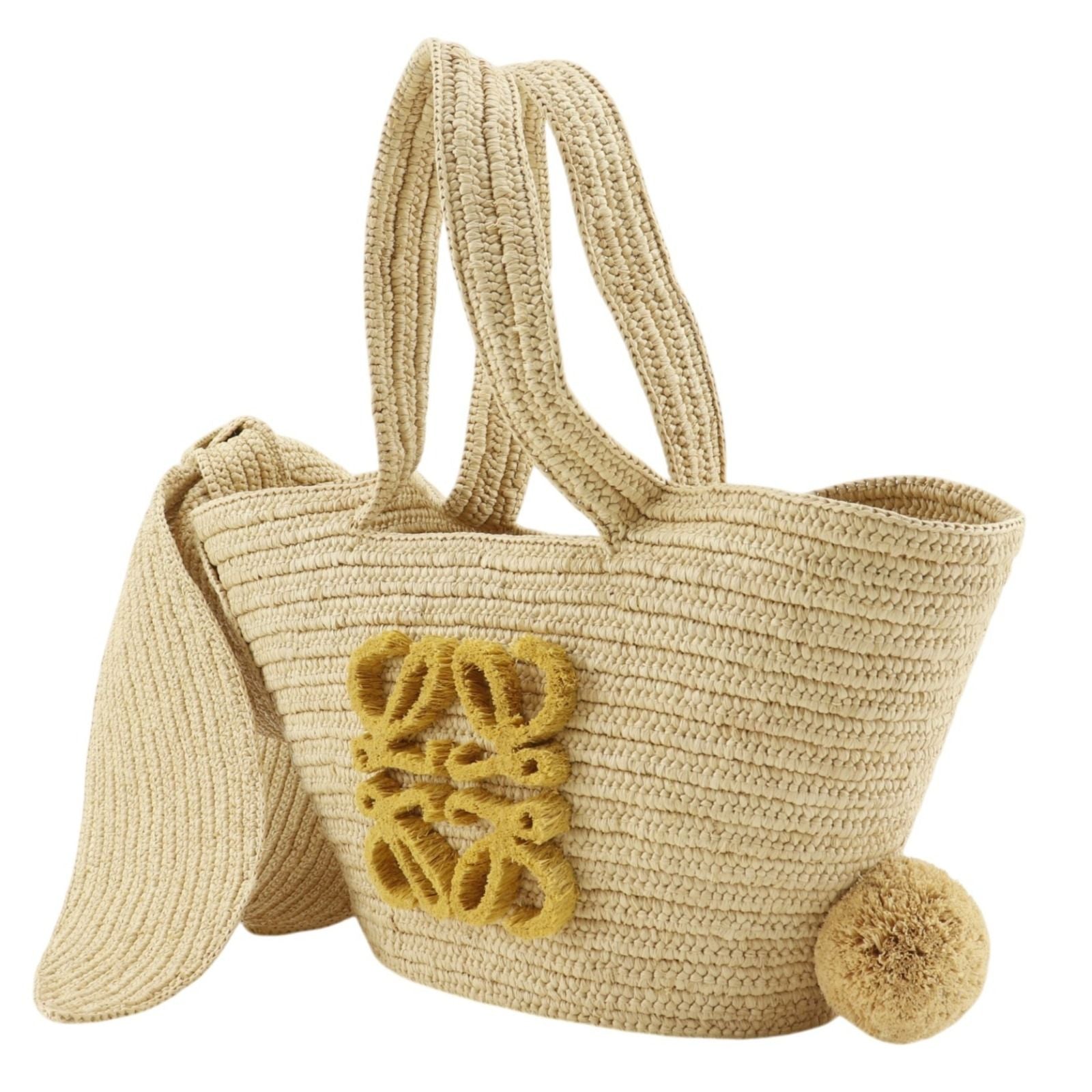 Loewe Bunny Basket Bag Raffia Calf Natural Beige Handbag — view 2