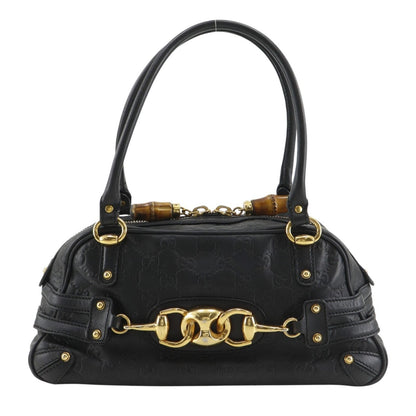 Gucci Guccissima Horsebit Bamboo Out of Print Embossed Leather Gold Handbag