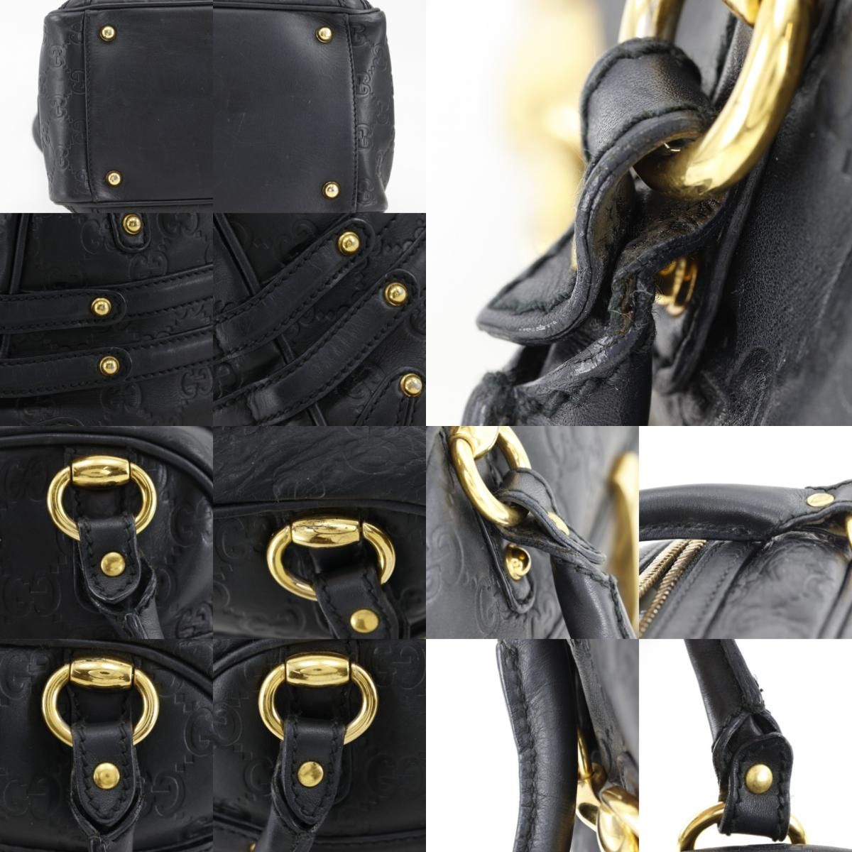 Gucci Guccissima Horsebit Bamboo Out of Print Embossed Leather Gold Handbag — view 9