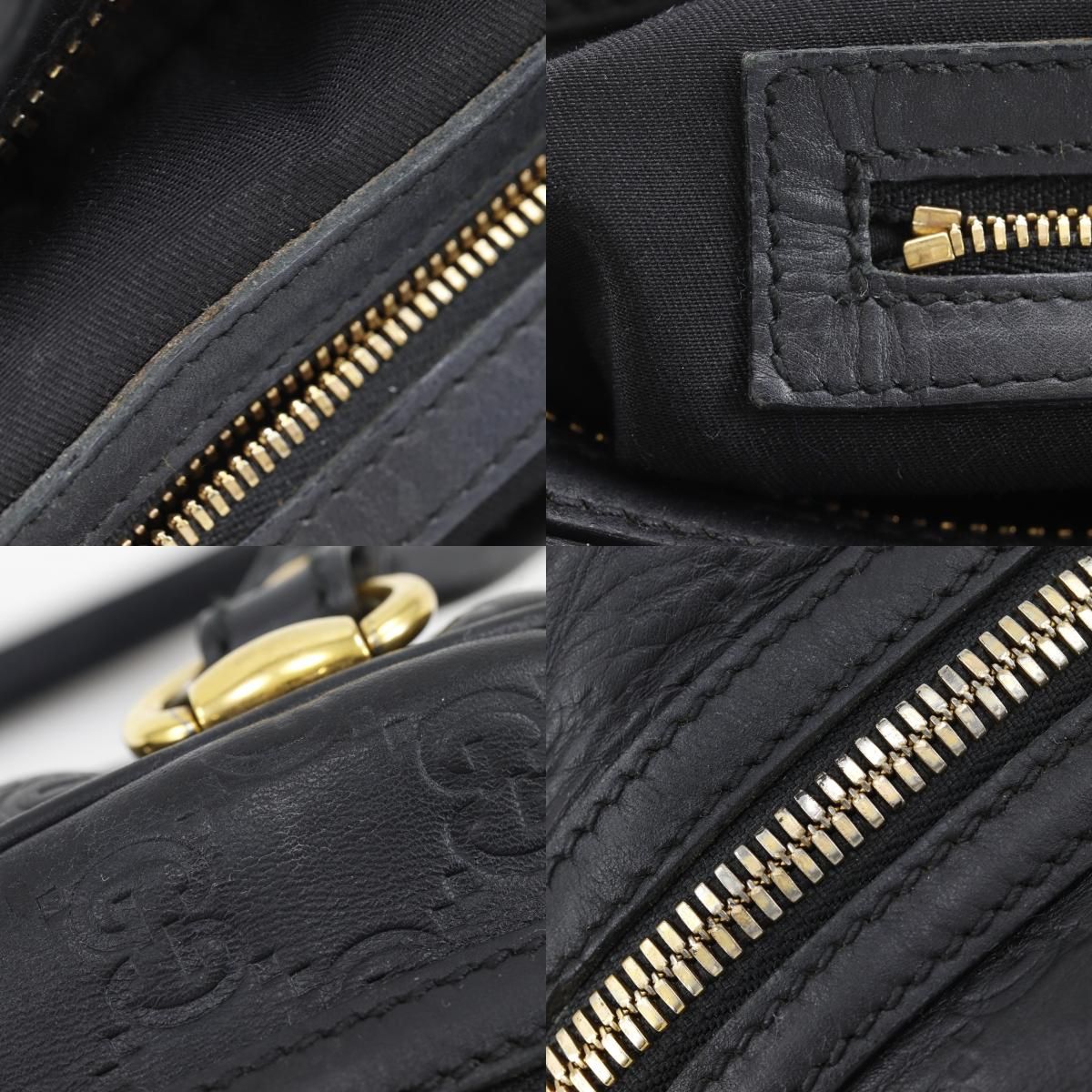 Gucci Guccissima Horsebit Bamboo Out of Print Embossed Leather Gold Handbag — view 8
