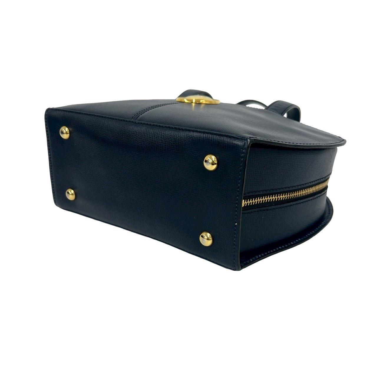 Dior Vintage CD Logo Leather 2-Way Shoulder Bag Navy — view 8