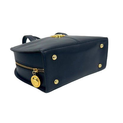 Dior Vintage CD Logo Leather 2-Way Shoulder Bag Navy — view 7