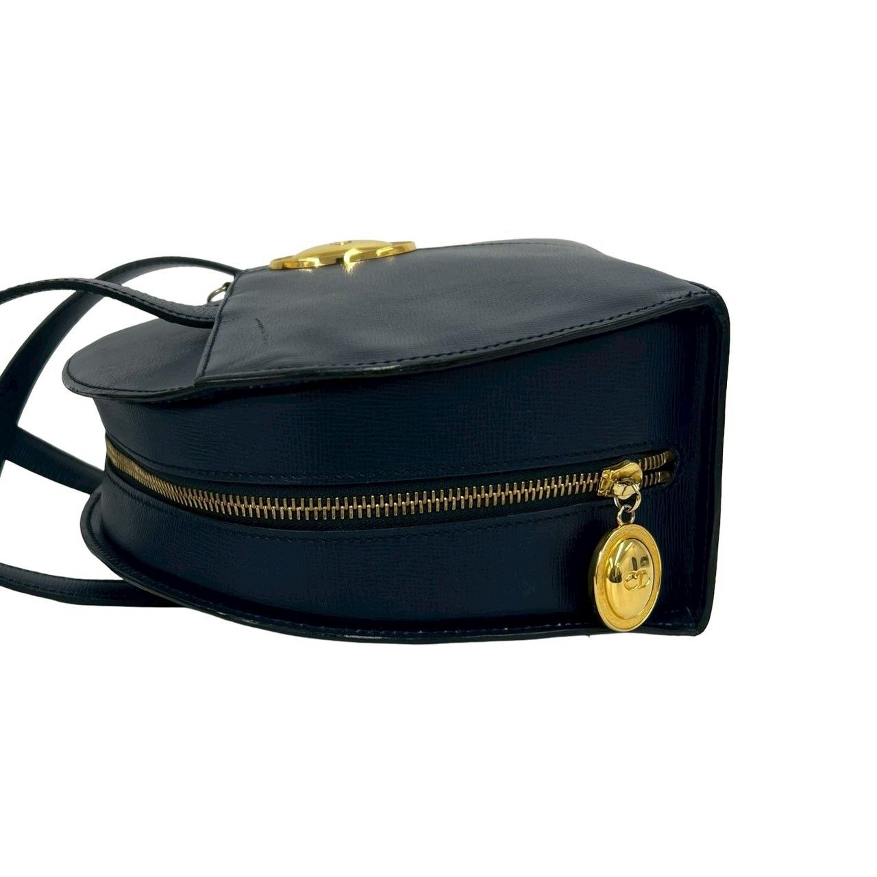 Dior Vintage CD Logo Leather 2-Way Shoulder Bag Navy — view 5