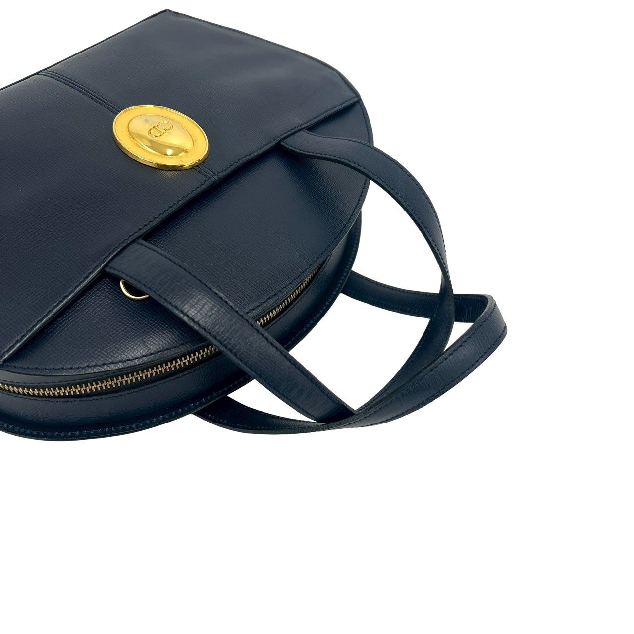 Dior Vintage CD Logo Leather 2-Way Shoulder Bag Navy — view 4