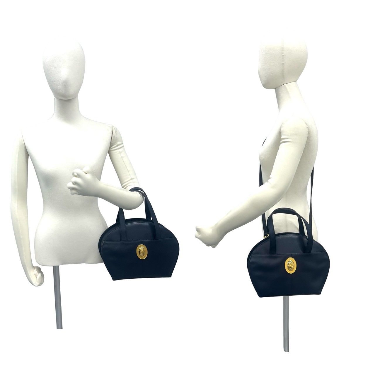 Dior Vintage CD Logo Leather 2-Way Shoulder Bag Navy — view 2