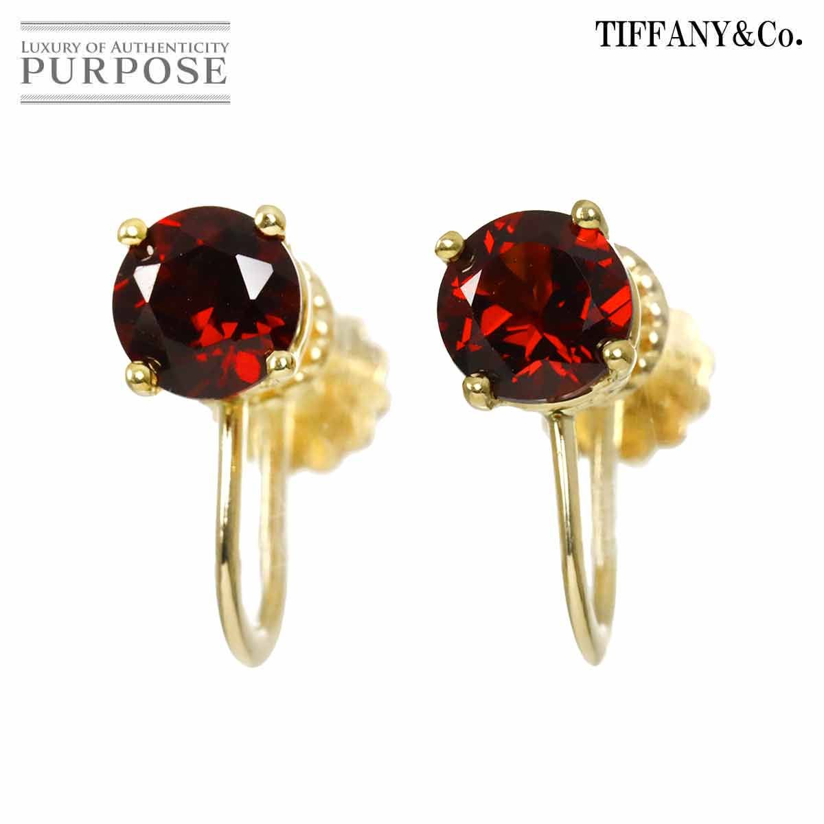 Tiffany & Co Garnet Earrings 18k YG Yellow Gold 750